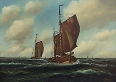 Alfred Gabali (1886-1963) - Ships at sea