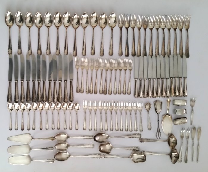 Fritz Voos Solingen - Cutlery for 12 People, 106 Pieces - 100 Silver Edition


