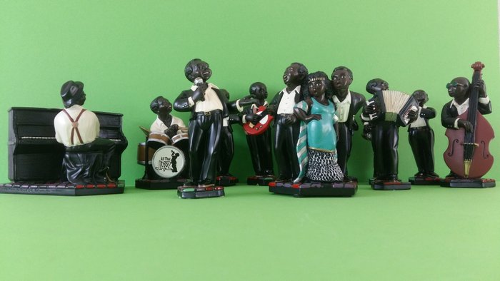 12 vintage Enesco Parastone figurines - Jazz band/All That Jazz - late 20th century

