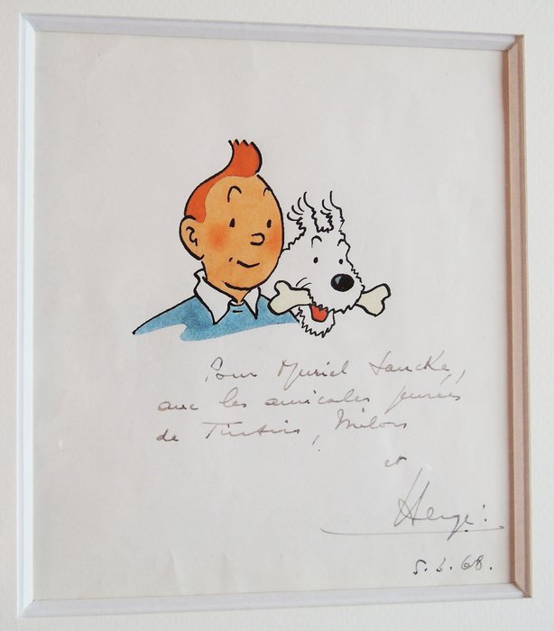 Hergé - Original colour drawing in gouache, Indian ink and ecoline - Tintin et Milou - (1968)