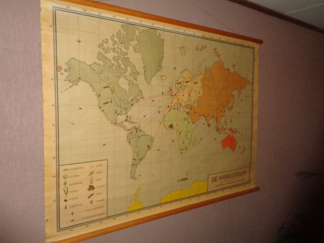 Ongebruikt Old school poster / world map on linen by W. Bakker, H. - Catawiki LK-57
