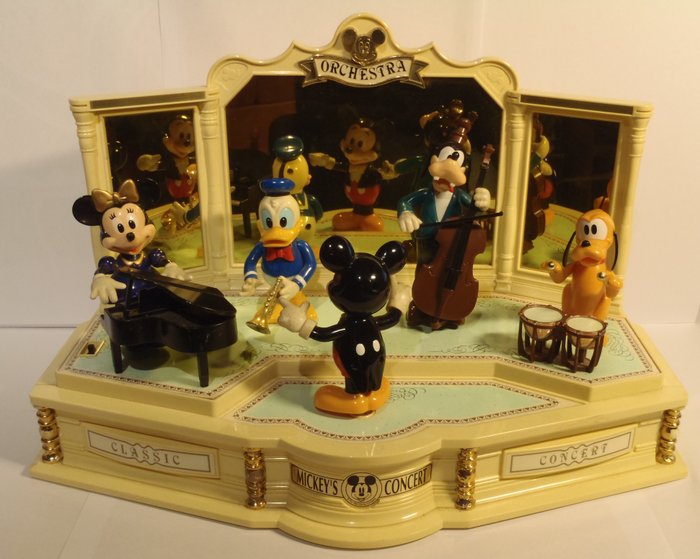 Disney - Orchestra Mickey's concert vintage music box with moving Disney characters.