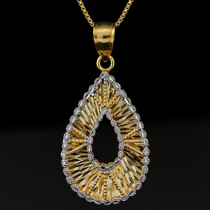 10kt gold unique design pendant with chain - Catawiki