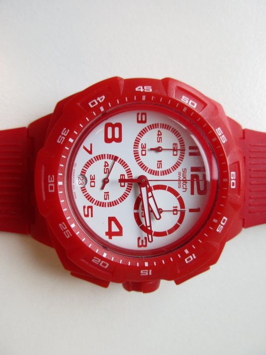 Swatch chronograph – model SUIR400 "Hot Chili" men's wristwatch – 2009 