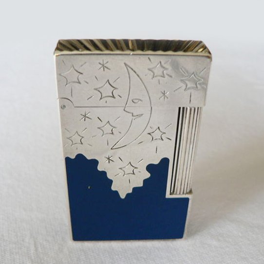 s.t. dupont rendez-vous lighter, limited edition "rendez vous" moon, silver-plated and "laque de chine" - France, 1996.