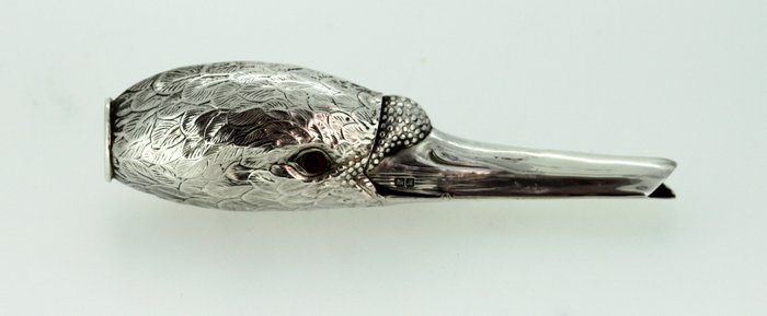 Silver bird beak paper or menu holder, Sampson Mordan & Co, retailer ...
