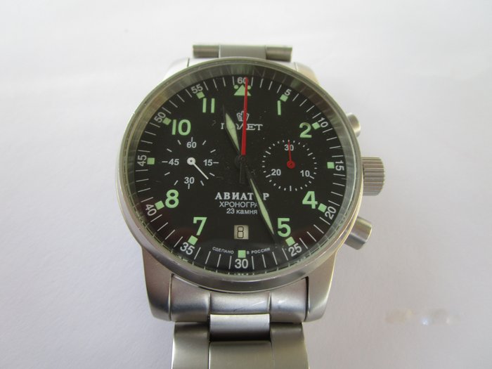 Reloj de pulsera de aviador cronógrafo Poljot de 1990 para hombre