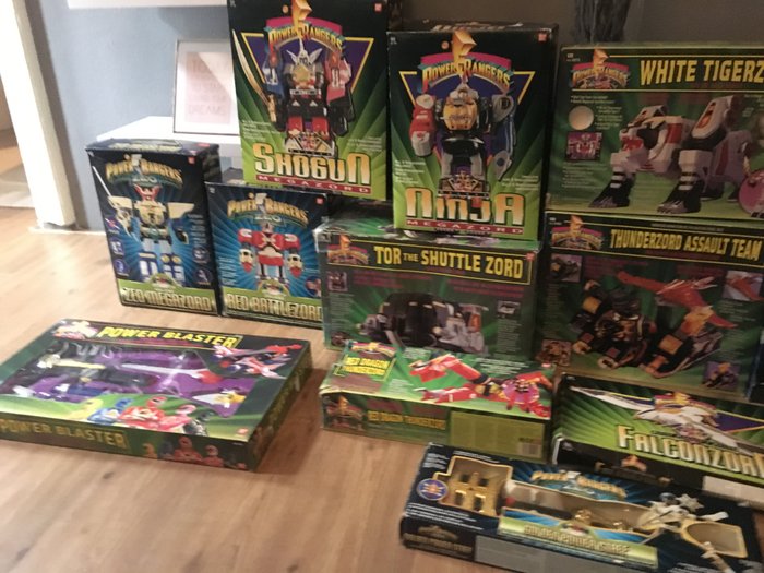 Power Rangers - Saban/ Bandai - a large vintage collection of 13 boxed Power Rangers figures and deluxe sets - Megazord, Serpentera Zord, Tiger Zord, Zeo Golden Staff