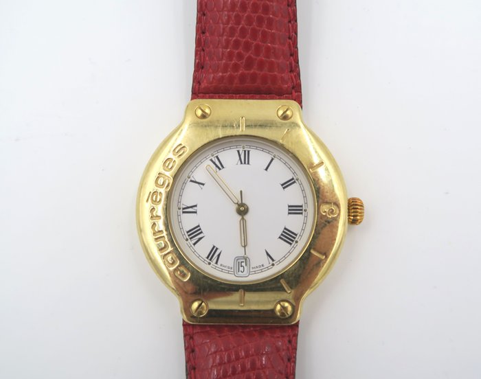 Courrèges – Yellow gold-plated watch
