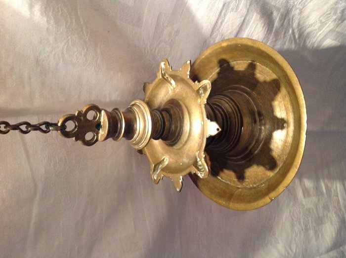 Antique Shabbat lamp - with original chain - 18th /19th Centuries