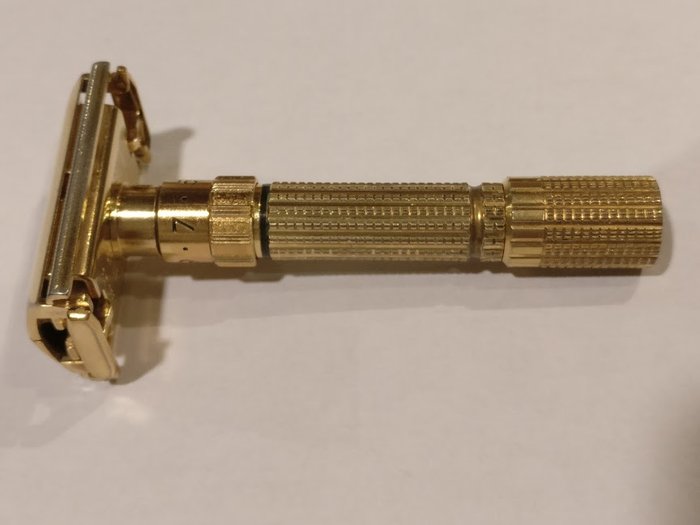 Gillette FATBOY Executives, adjustable 1-9 TTO from 1958, 24 carat gold plating