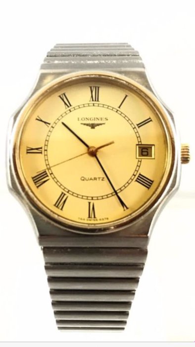 Reloj Longines con movimiento suizo V8 de cuarzo con 7 piedras preciosas, clásico de 1977-1978 para hombre