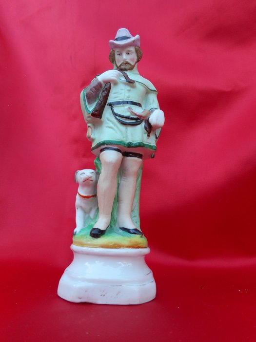 old Andenne porcelain/biscuit ___ religious holy statue of St. Hubert 19th century