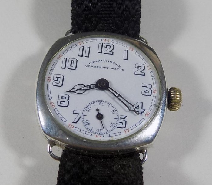Antico orologio con cronometro Corgemont - Cassa d'argento quadrata - 1910  - Orologio da polso da uomo - Catawiki