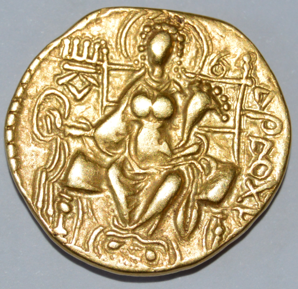 India - Kushan Empire. Gold Dinar of Vasishka. Circa AD 240-250 Main mint in Gandhara ( Important Ancient City )