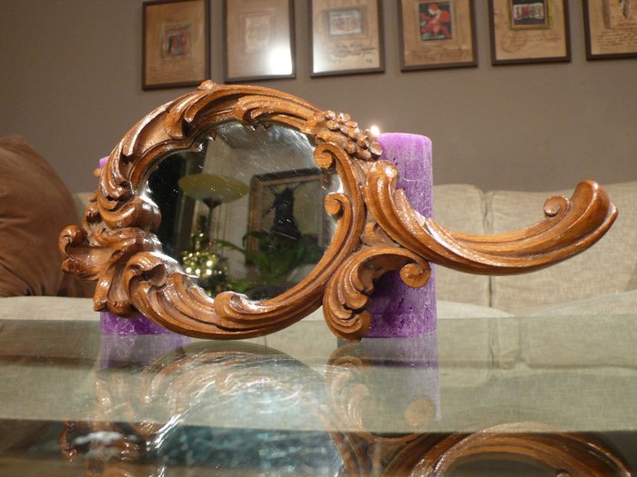 Antique Wooden Hand Mirror Art, Antique Wooden Hand Mirrors