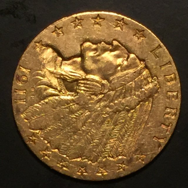 美國 — 2 ½ 美元 1911 年 「 印第安人頭像 」 — 黃金
