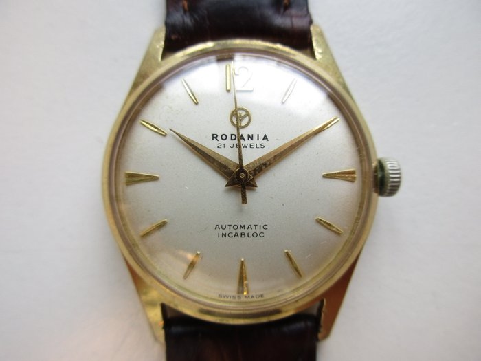 Rodania – vergoldete Herren-Armbanduhr mit Schweizer Automatik-Uhrwerk – 1950er 