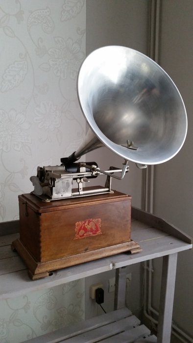 Ancien phonographe / gramophone pathé n ° 1 à cylindre JE CHANTE HAUT ET CLAIR