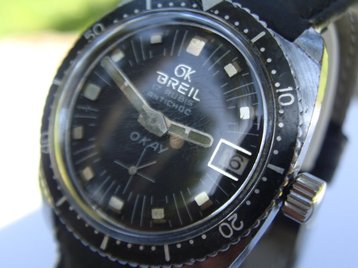submariner vintage breil okay 60 metri  watch risalente anni 1970 17 rubis da uomo antichoc orologio da polso  data 