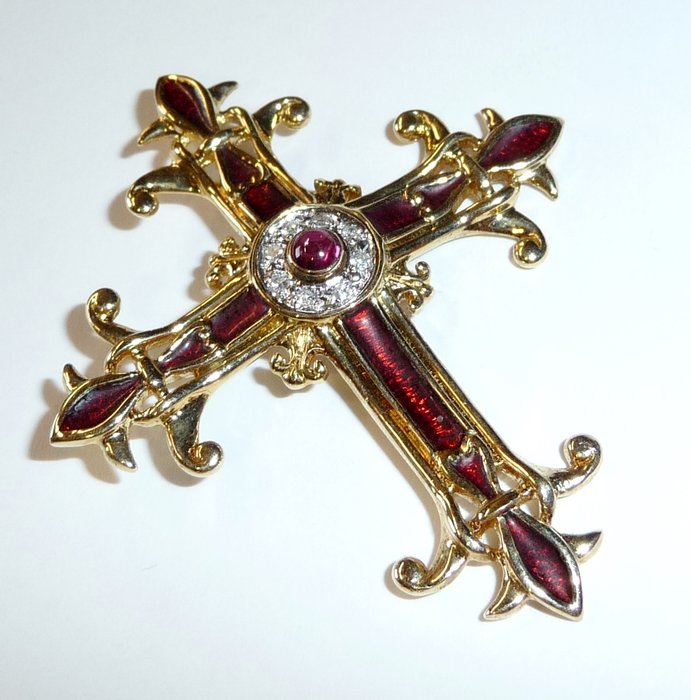 The imperial ruby cross from Faberge (Franklin Mint), gold with ruby ...