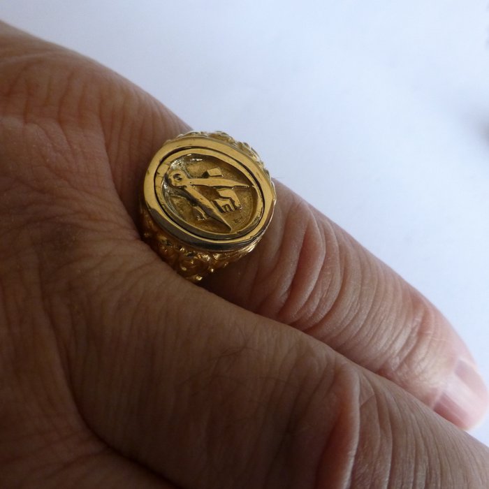 anello della massoneria Anello con sigillo massonico reversibile - oro 9 ct - Catawiki