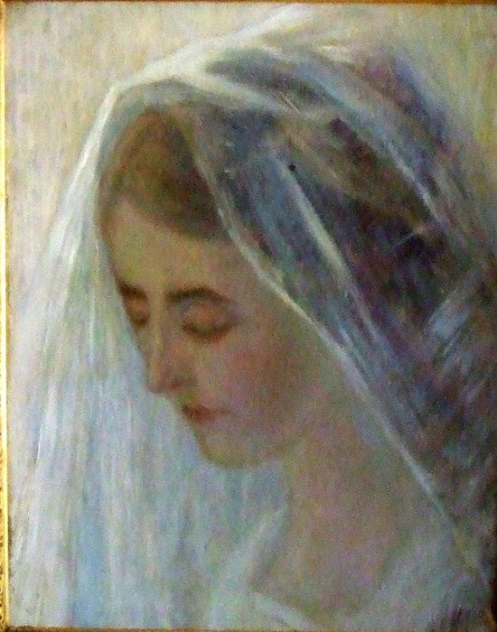 Unknown (19th century) - Portrait of a young woman wrapped in a veil