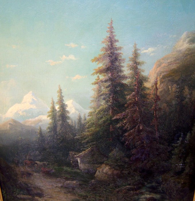 Unknown Artist (19th Century) - Alpine Landscape with Cows