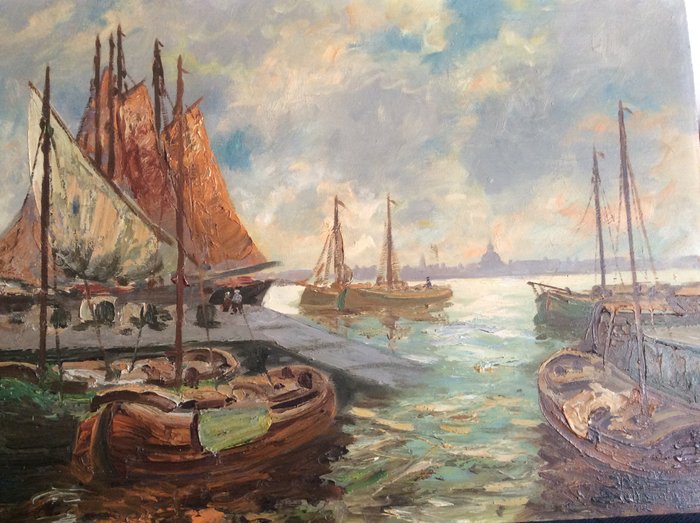 Josef Dederichs (1873-1953) - Harbor View Amsterdam