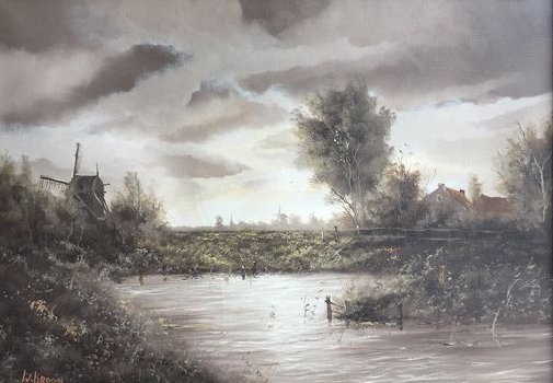 Willem Kroon (1946- ) - Polder landscape