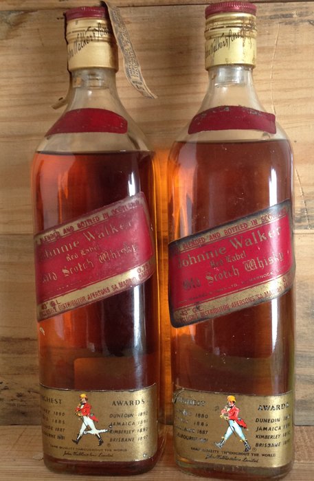 2 old bottles Johnnie Walker Red Label Old Scotch Whisky 