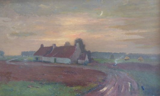 Herman Broeckaert (1878-1930) - "Farmhouse in vast landscape"