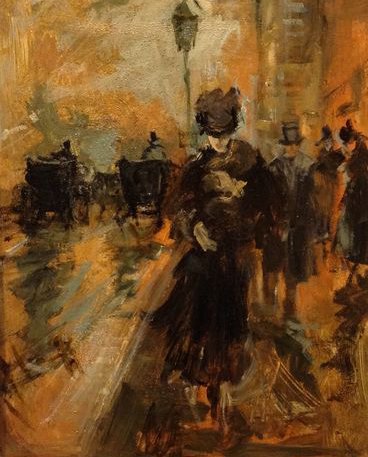 Hague School, Unknown Artist – Busy Shopping Street with Carriages
