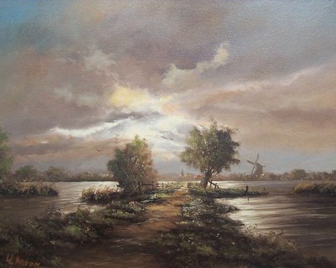 Willem Kroon (1946-) - Polder landscape