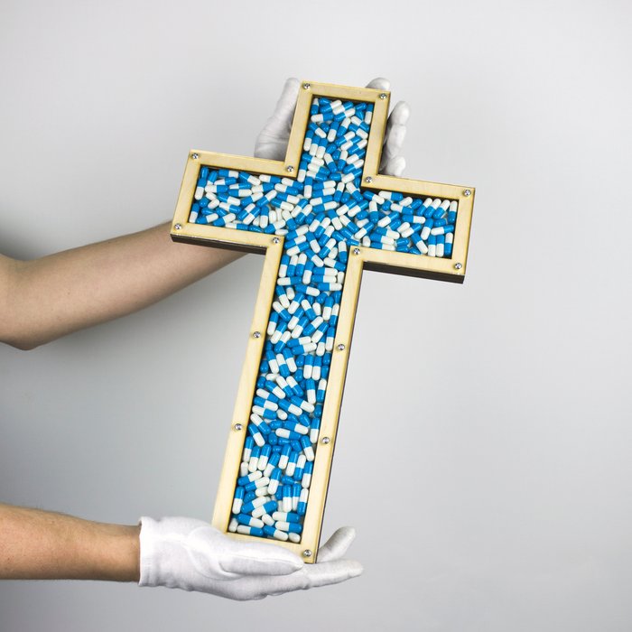 Imbue - Drug Lord Cross (Large) Blue & White Pill