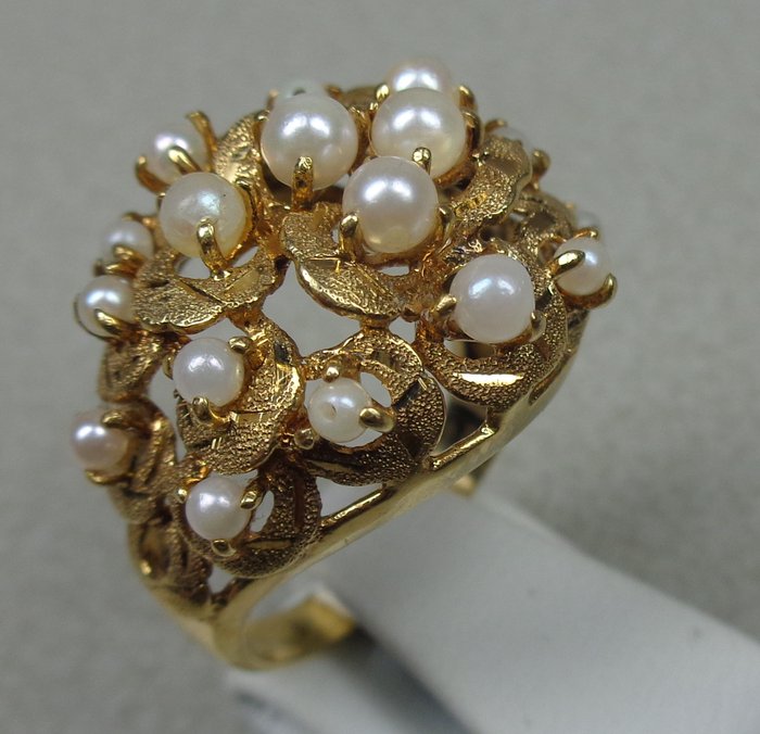 Gold ring with pearls 1950s-1960s - Catawiki