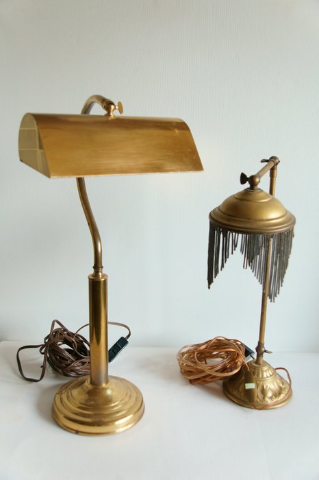 Antique brass table lamp and a classic desk lamp
