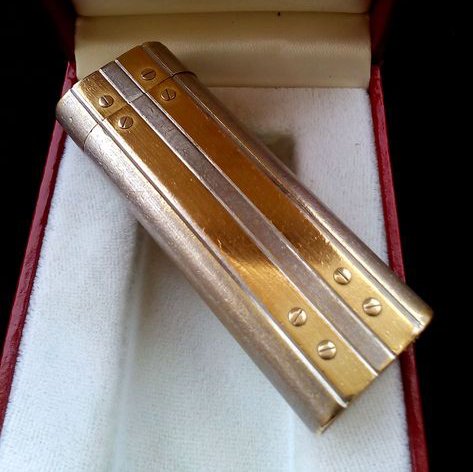 Cartier Santos lighter, Silver & Gold Plated,  Swiss Made Lighter