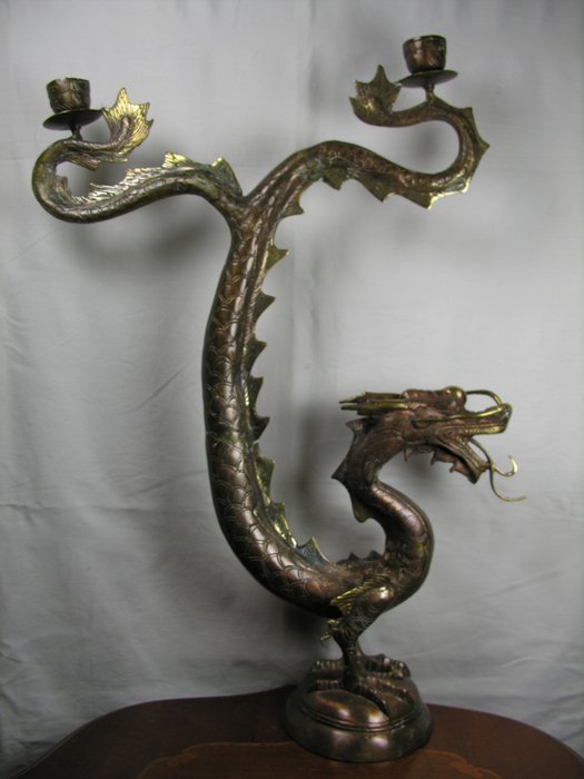 Details about   Dragon Candle Holder Statue  Figure 100% Bronze Metal Grade A 