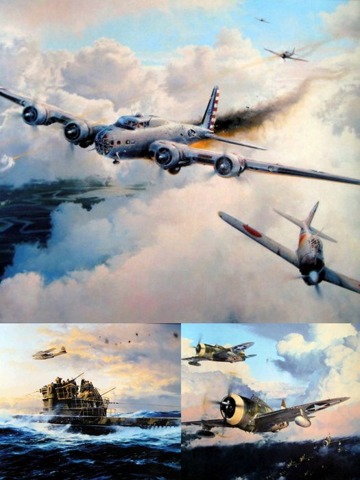3x Beautiful Artworks Ww Ii American Airforce Usaf B