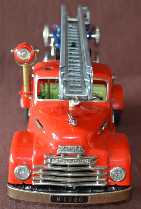 Schuco, West Germany - Length 27 cm - Tin Electro Construction Fire Engine 6080 with battery motor, 1960s