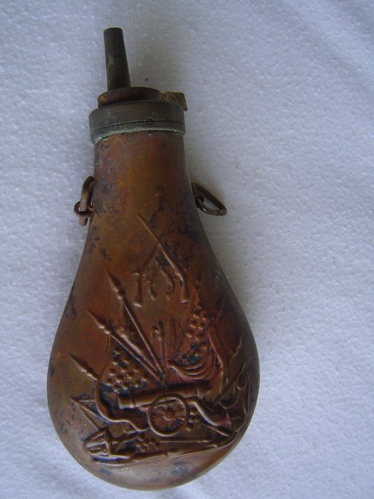 Gunpowder flask American civil war 1865, copper

