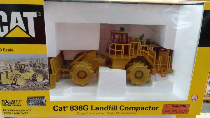 Caterpillar 1:50 scale Cat 836G Landfill Compactor Diecast replica Norscot 55074