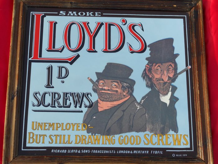 Miroir de publicité de tabac - Smoke LLoyds - Londres - 1974