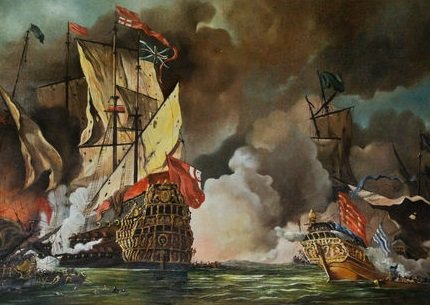 Schilderij historische zeeslag W.Bosman Az