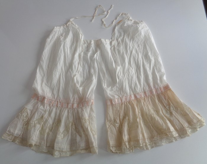 Slit panties - voile and chiffon unbleached cotton with lace and silk ...