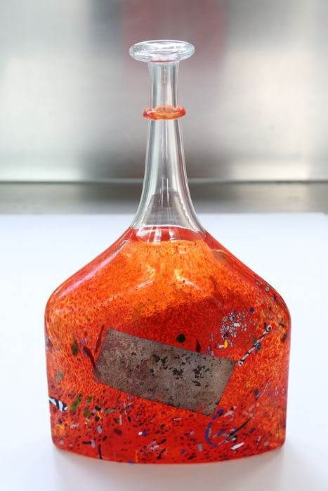 Bertil Vallien (Kosta Boda) - "Satellite"; Art Glass Bottle