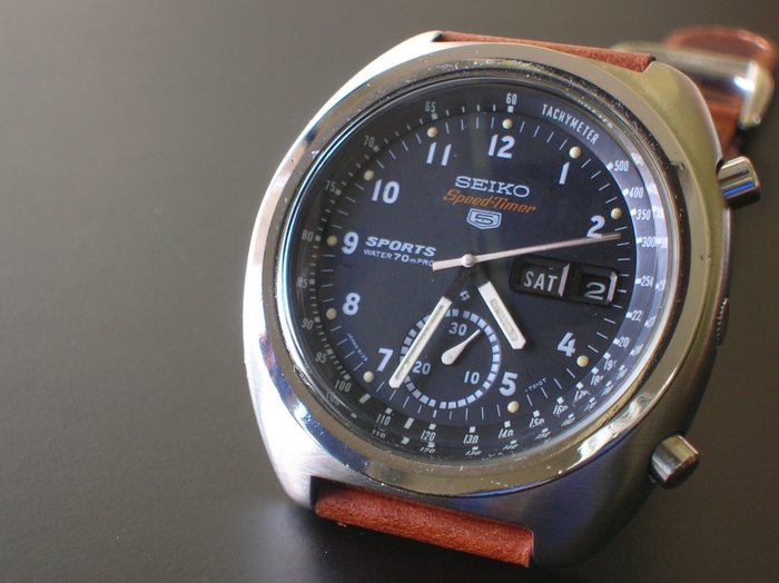 Reloj cronógrafo para hombre de Seiko 3139-7010 Speedtimer. Década de 1970.