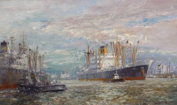 Victor Trip (1913-1975) - Harbour view, icons of Rotterdam