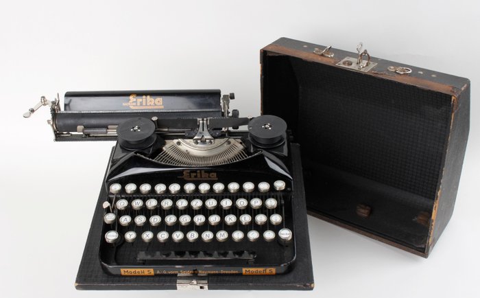 Antigua máquina de escribir portátil Erika Model S, antes Seidel & Naumann Dresden, máquina de escribir 1920/30 aprox.


